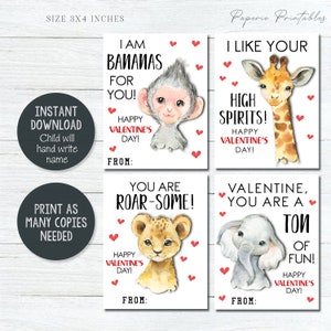 Kids Valentine Cards, Zoo Valentine Card, Safari Valentine Cards, Wild ...