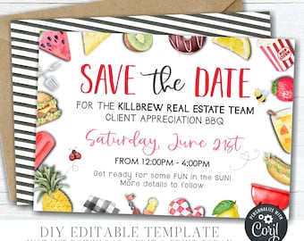 Editable BBQ Save the Date Invitation: Company Picnic (DIY Corjl) #COP06