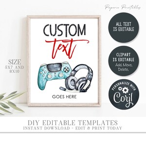 Editable Video Game Party Signs, Gaming Party Signs, Gaming Birthday ...