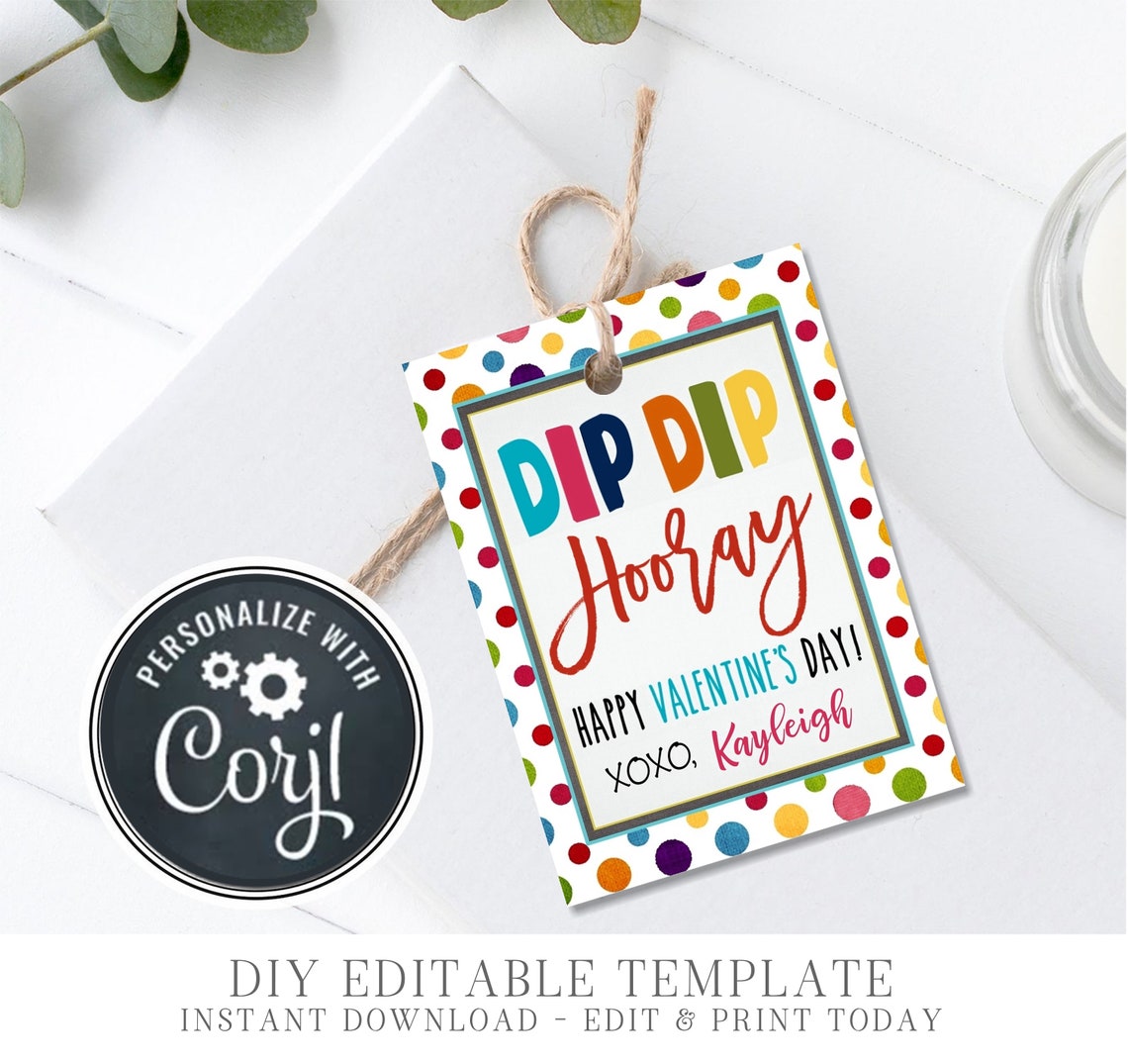 EDITABLE Kids Valentine Cards Fun Dip Valentine Cards Dip - Etsy