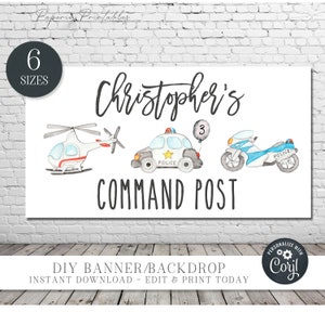 EDITABLE Police Birthday Decorations, Law Enforcement Birthday Backdrop, Emergency Birthday Party Decorations - DIY with Corjl - #BP146 (4)