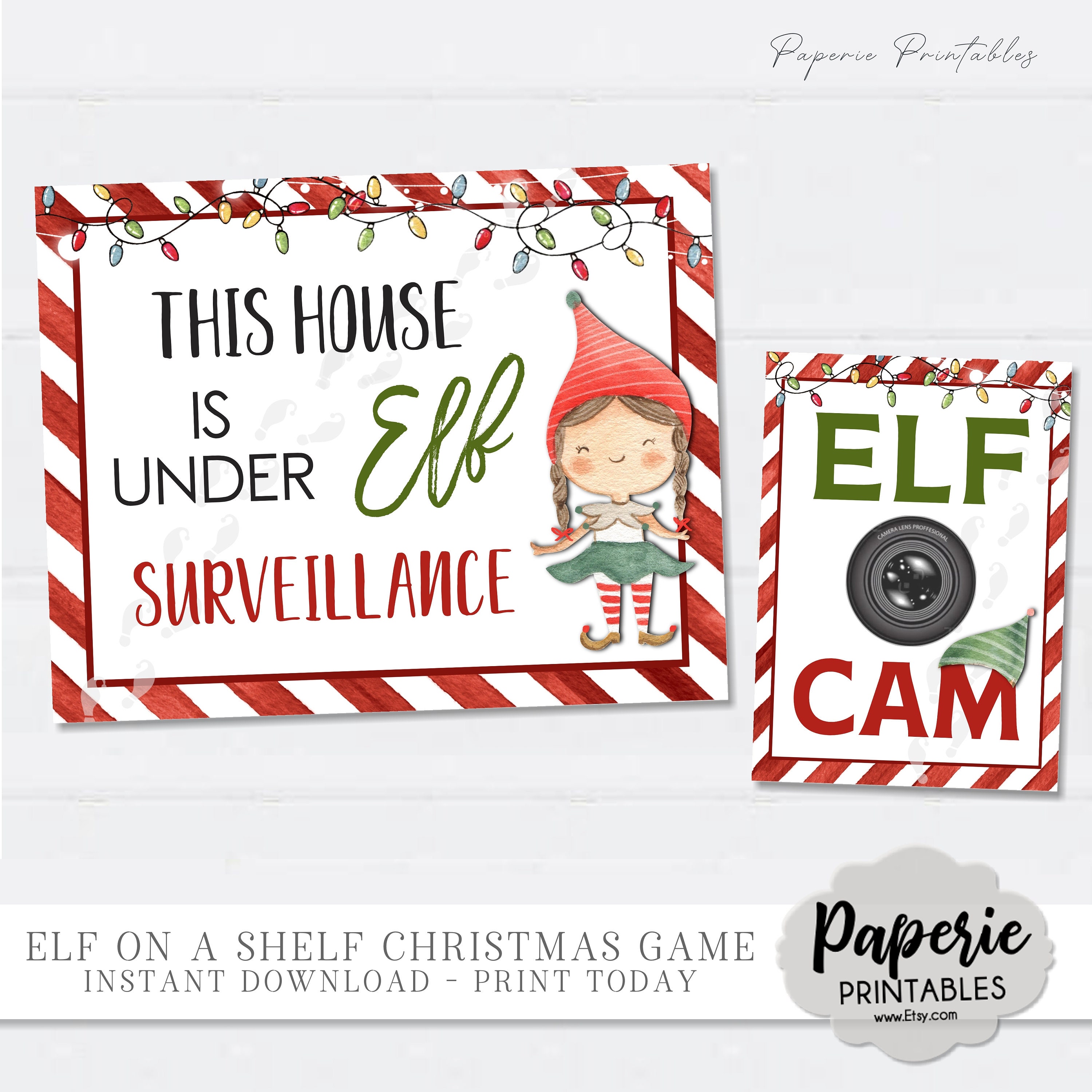 EDITABLE Elf Surveillance Sign House Under Elf Surveillance Etsy