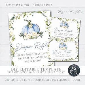 EDITABLE Boy Little Pumpkin Diaper Raffle, Pumpkin Diaper Raffle, Fall ...