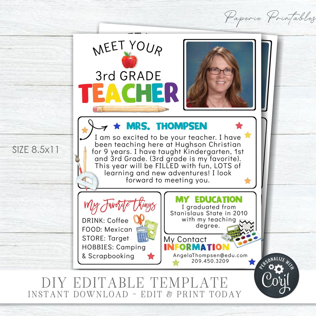 Free Meet Your Teacher Template FREE Printables