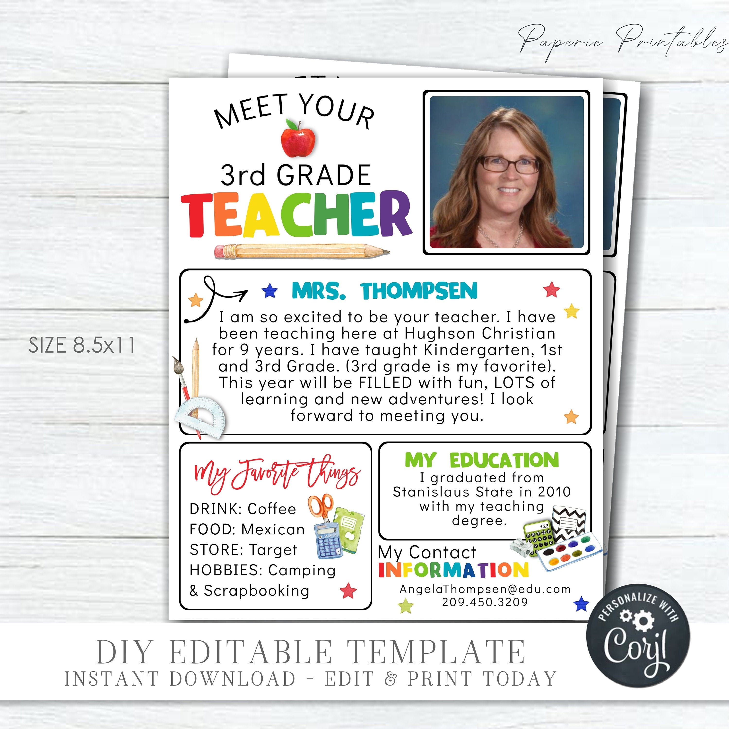 EDITABLE Meet Your Teacher Template Back to School Meet the Etsy