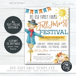 EDITABLE Fall Harvest Festival Flyer School Festival Flyer Church Fall ...