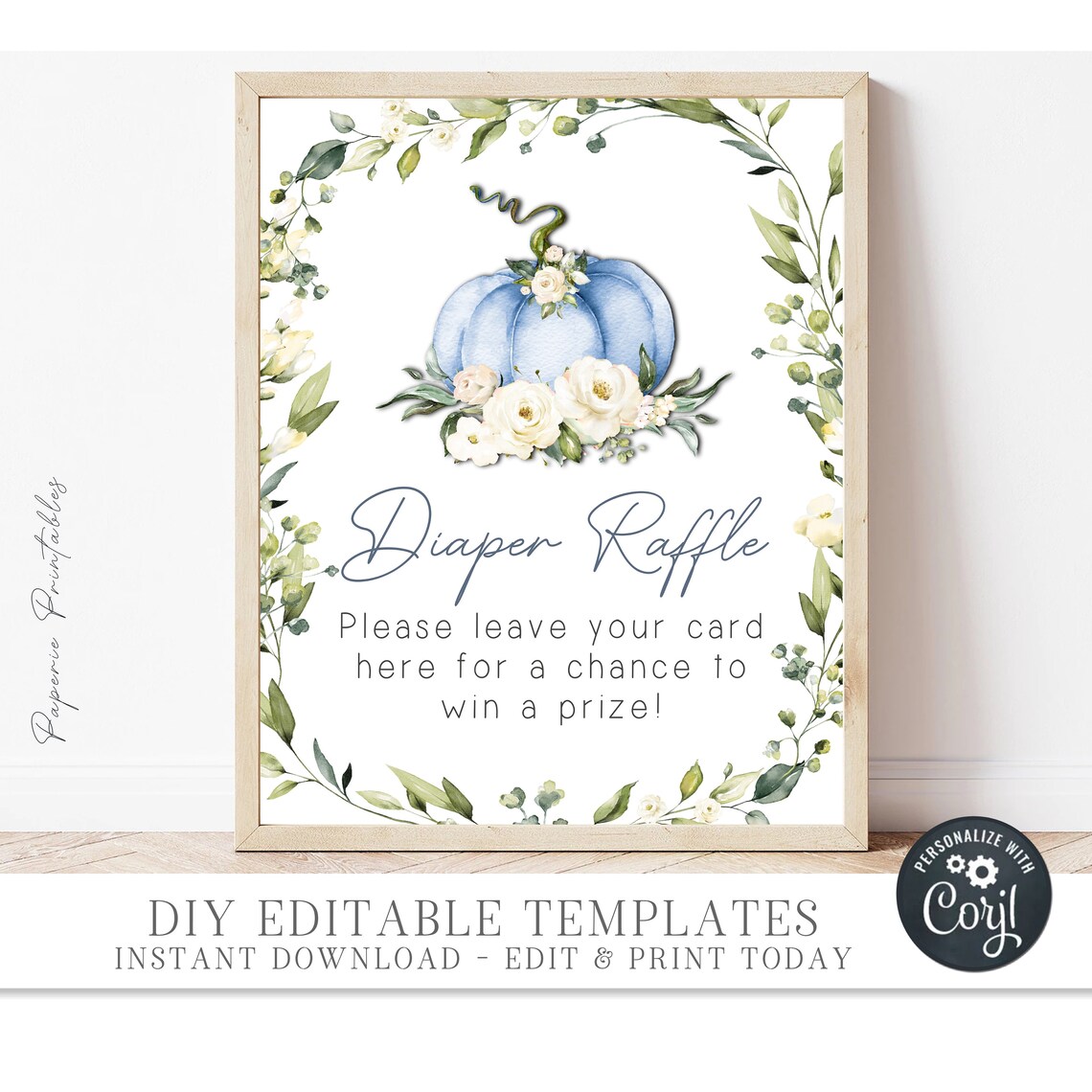 EDITABLE Boy Little Pumpkin Diaper Raffle Pumpkin Diaper - Etsy