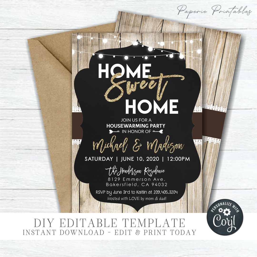 Rustic Housewarming Party Invitation: Editable Template (5x7) (digital ...