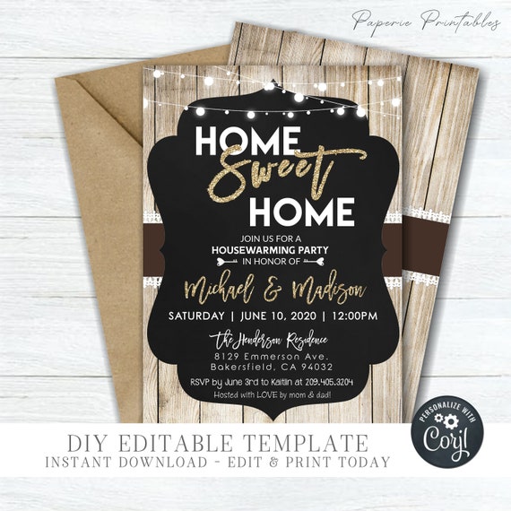 Rustic Housewarming Party Invitation: Editable Template (5x7) (Digital Download) #HW03
