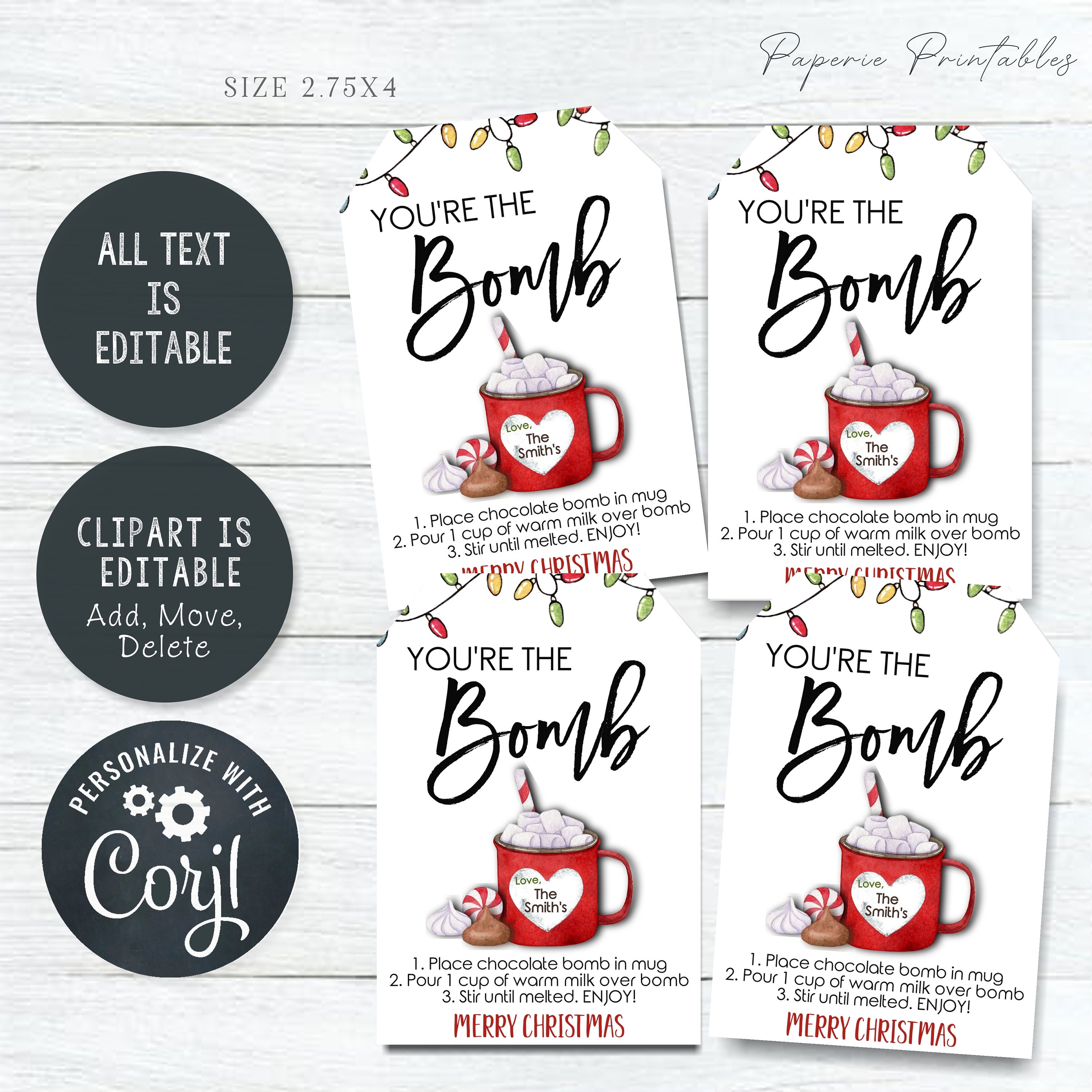 Editable Christmas You're the Bomb Gift Tag Christmas Hot - Etsy