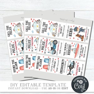 EDITABLE Police Valentine Cards, Kid Valentine Cards, School Valentine ...