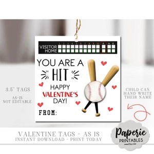 Valentine Cards for Kids, Kids Valentine Cards, Baseball Valentine Cards, Printable School ...