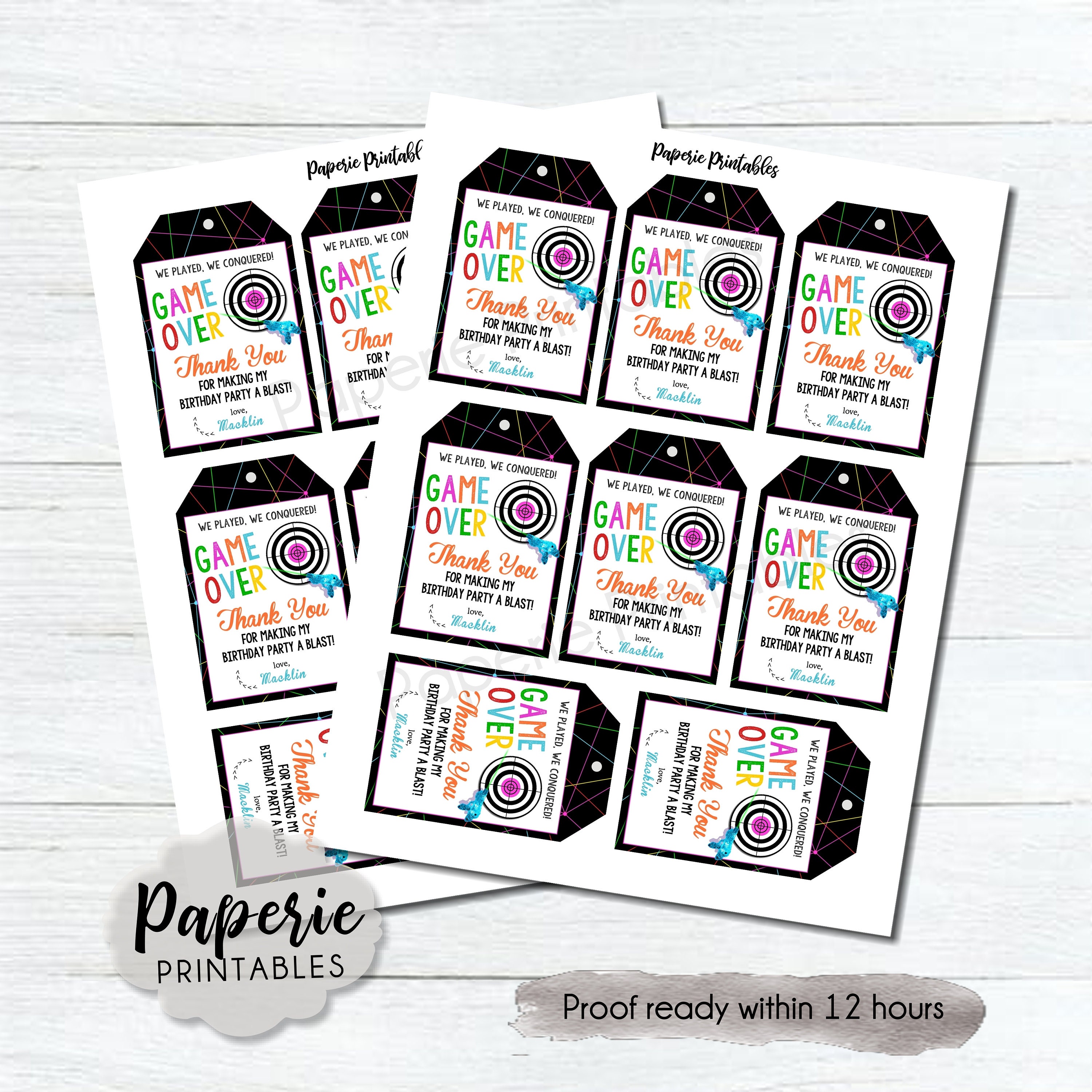 Laser Tag Birthday Party Favor Tags Laser Tag Party Favor Etsy