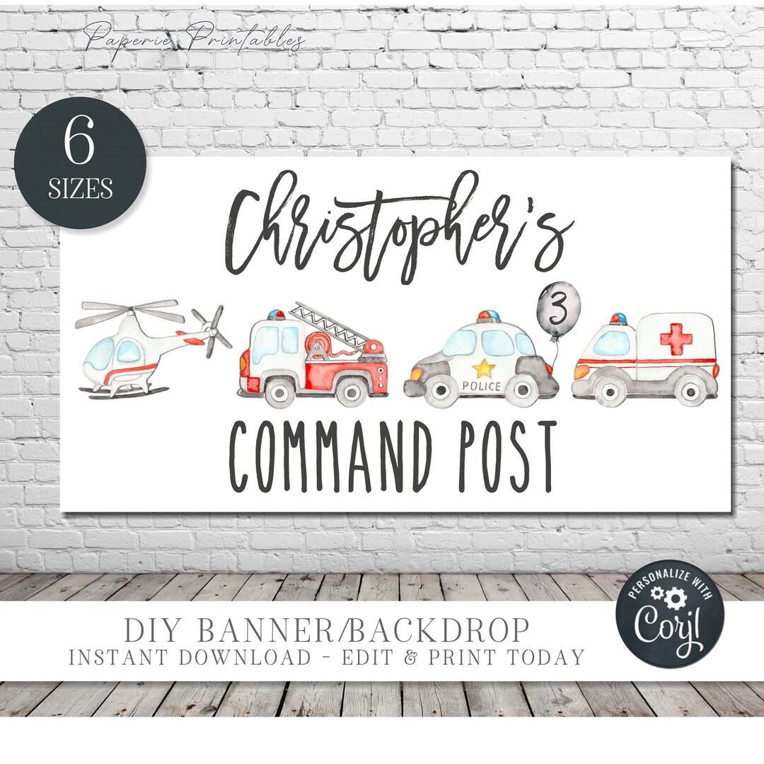 EDITABLE First Responders Birthday Decorations, First Responders ...