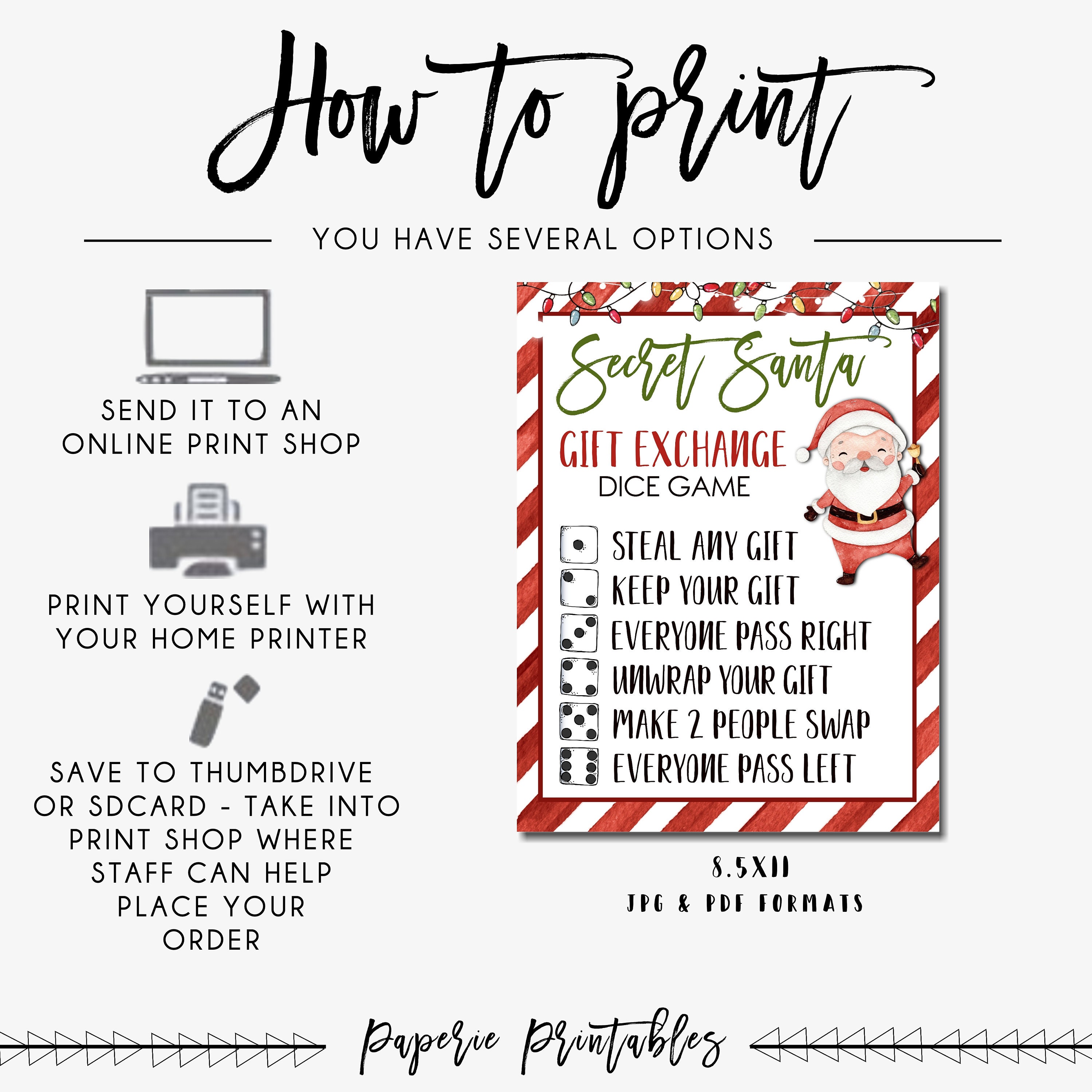 Christmas Dice Game Gift Exchange Rules Printable — TidyLady Printables