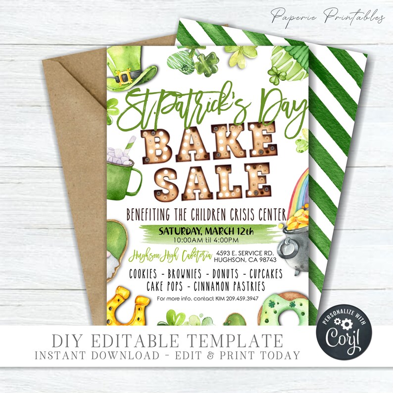 template for baking for st patrick day bake sale