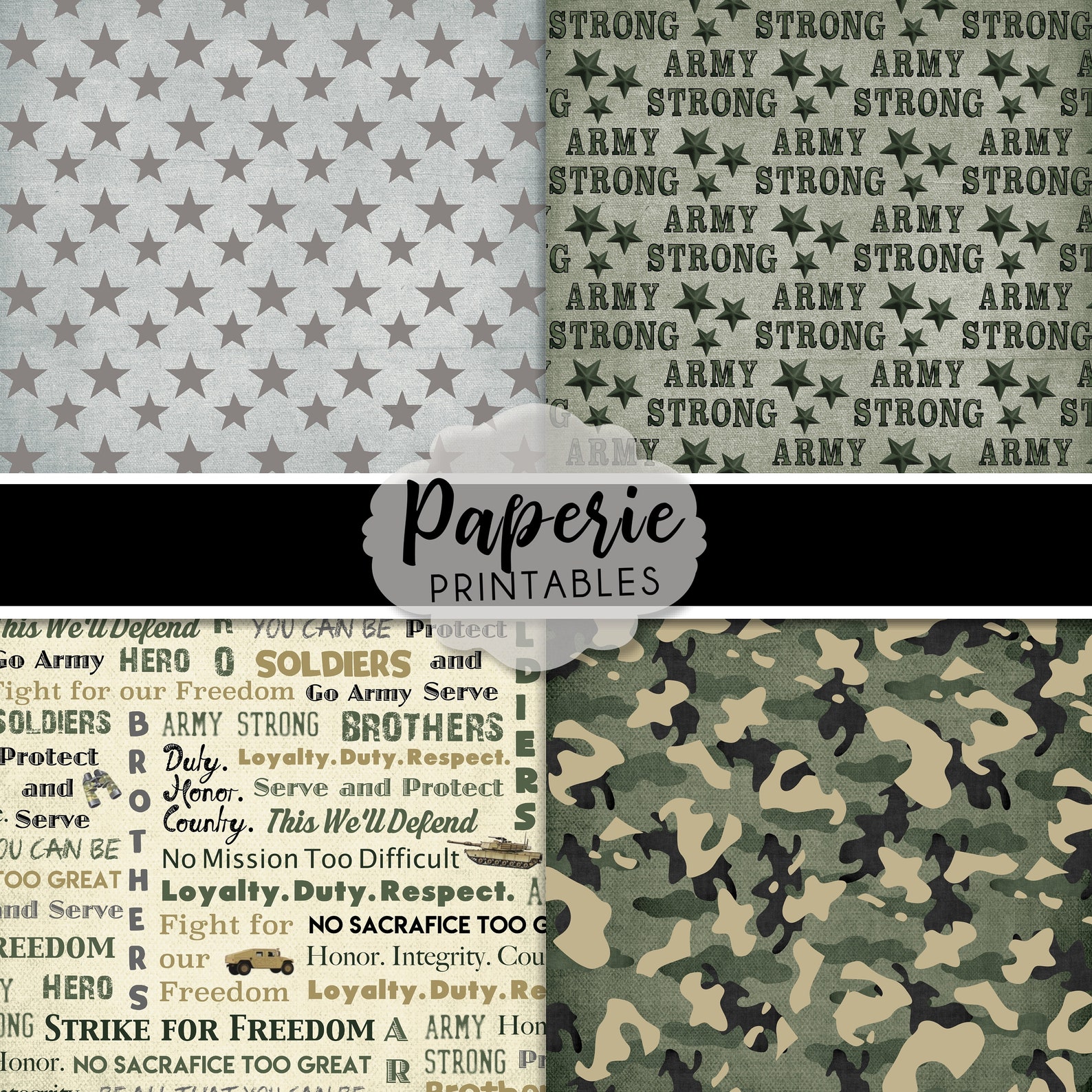 Army Camouflage Digital Paper Pack: Scrapbooking Clipart (digital ...