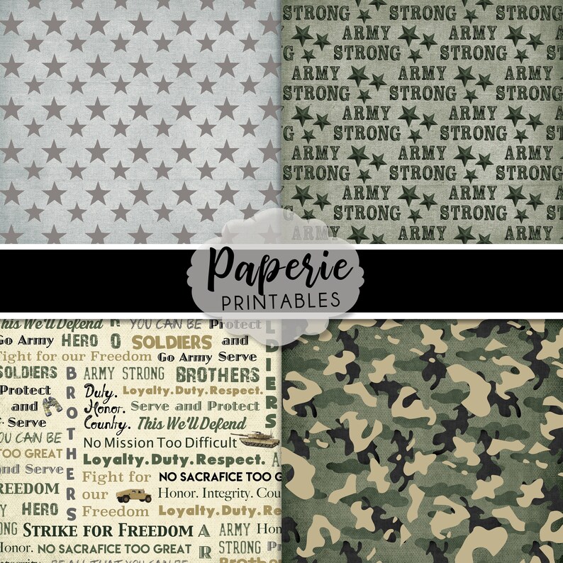 ARMY Digital Paper 12x12 and 8.5x11 Digital Scrapbooking Etsy