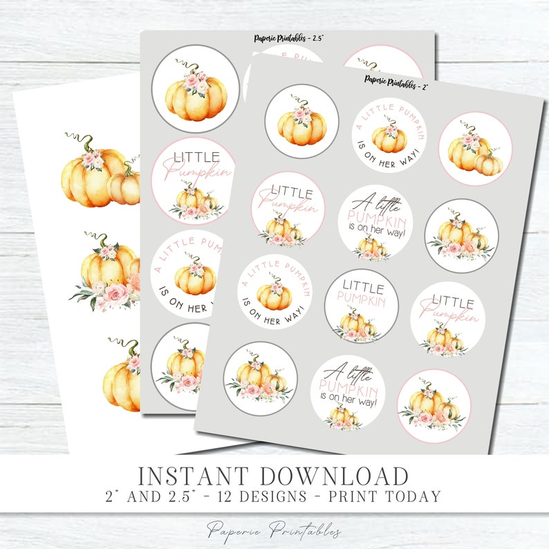 EDITABLE Pumpkin Baby Shower Cupcake Toppers Girl Cupcake Etsy