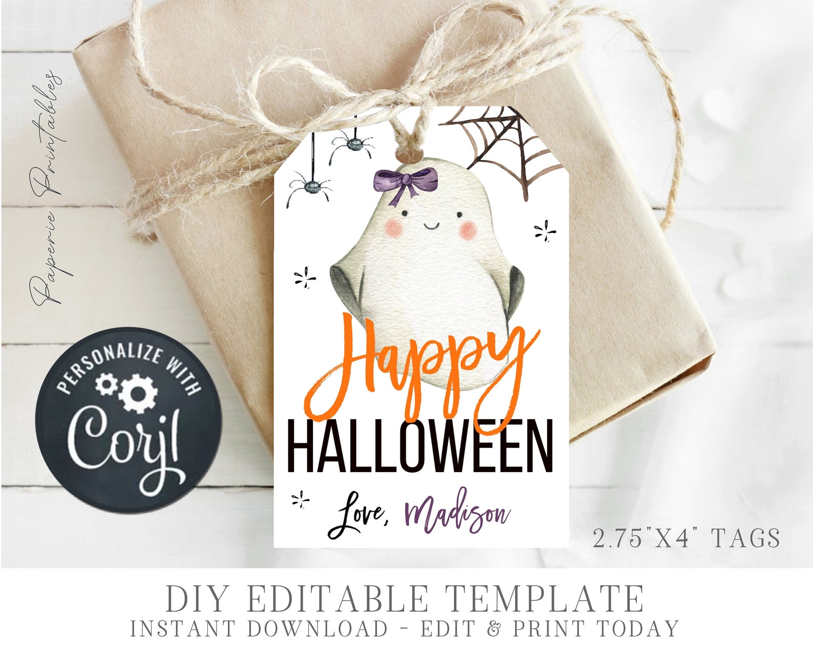 EDITABLE Halloween Tag - Printable Halloween Favor Tags - Happy ...