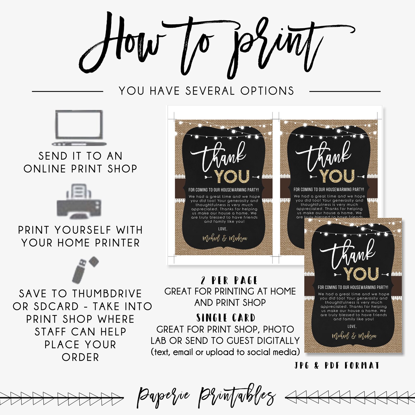 EDITABLE Housewarming Thank You Card Burlap Housewarming Etsy