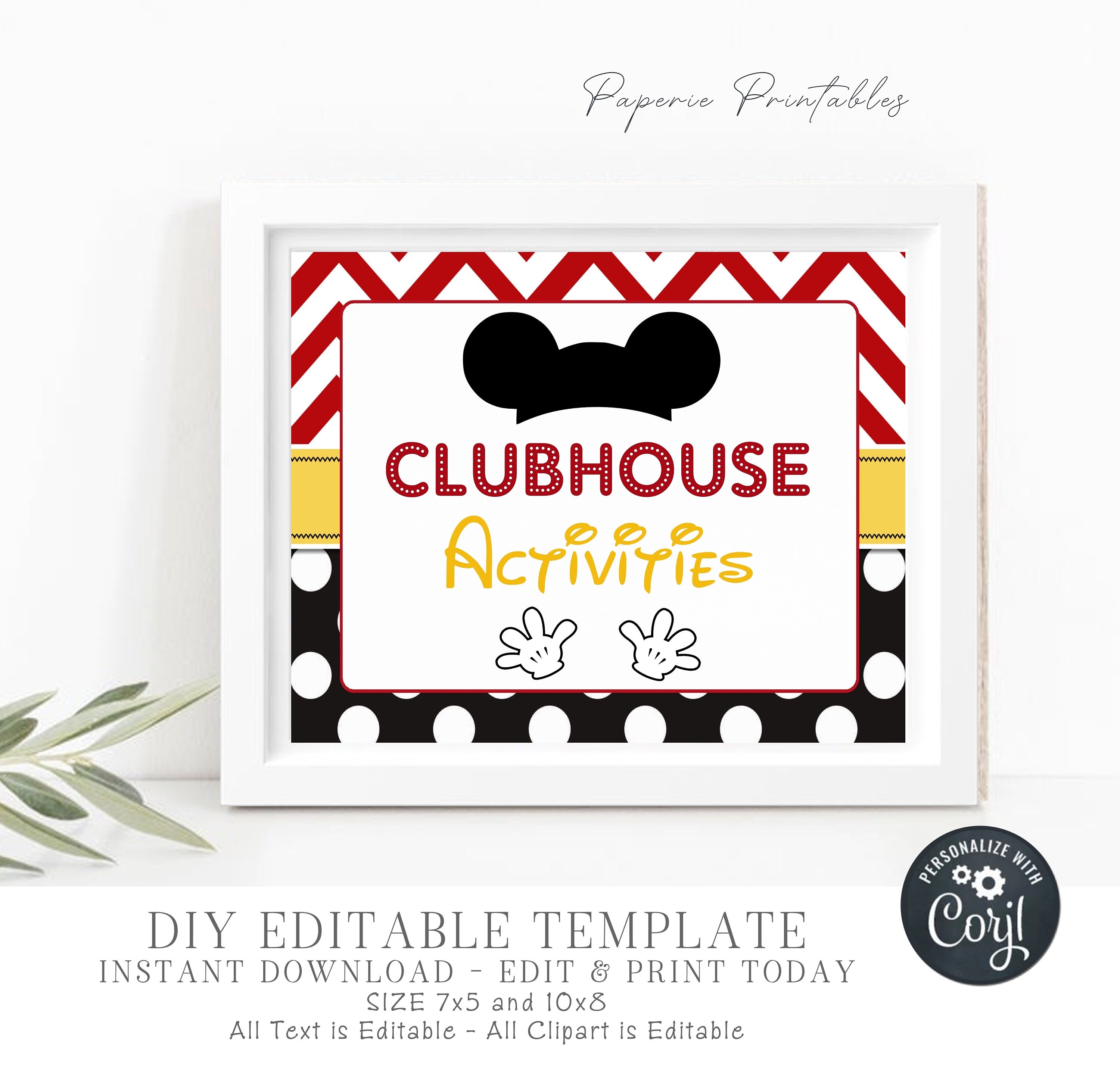 EDITABLE Mickey Mouse Party Signs DIY Mickey Party Signs | Etsy