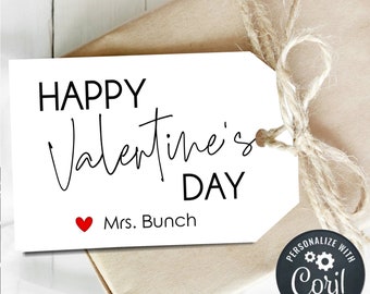 Editable Valentine's Day Gift Tag, Happy Valentine's Day Tag, Valentine Gift Tag, Printable Valentine Tag, DIY Edit with Corjl - #VT47