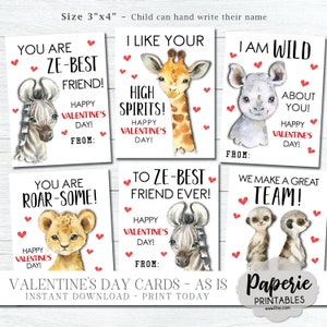 Kids Valentine Cards, Zoo Valentine Card, Safari Valentine Cards, Wild ...