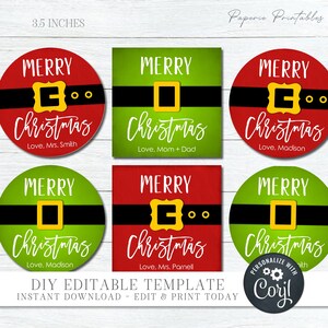 Editable Christmas Gift Tags, Elf Christmas Gift Tags, Santa Gift Labels, Santa & Elf Gift Tag Printable, Elf labels, DIY with Corjl - #CT34