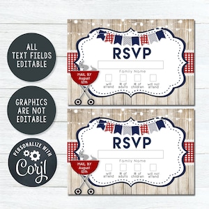 Editable Rsvp Cards, BBQ Party Rsvp Cards, Summer BBQ Rsvp Template ...