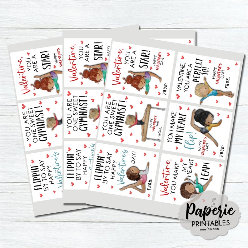 Gymnastics Valentine Card for Kids Kids Valentine Cards - Etsy