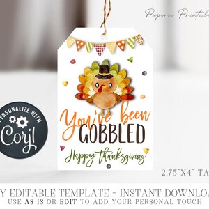EDITABLE You've Been Gobbled Thanksgiving Printable - You've Been ...