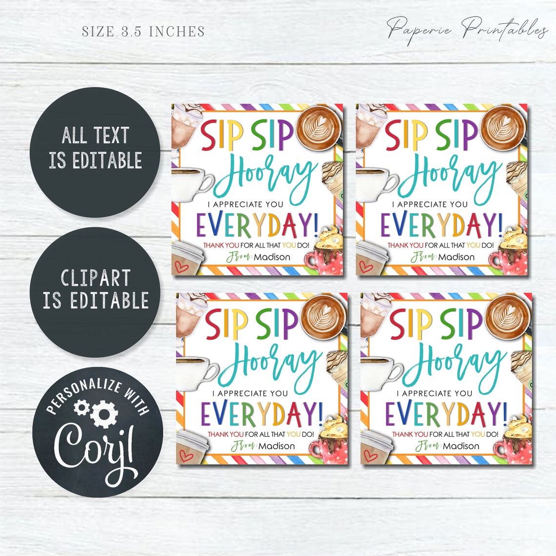 Editable Chocolate Teacher Appreciation Gift Tag (DIY Corjl Template) # ...