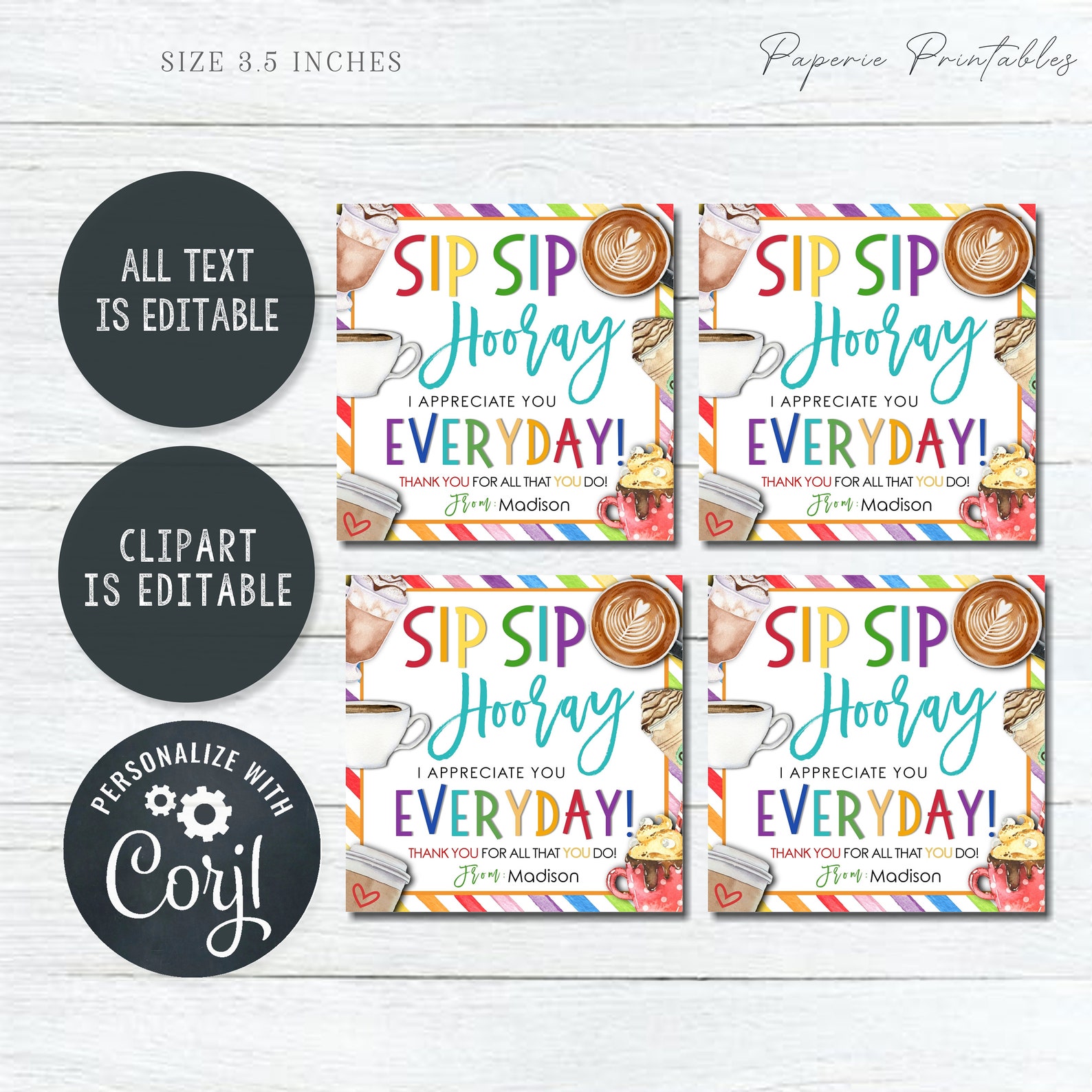 Editable Chocolate Teacher Appreciation Gift Tag (DIY Corjl Template) # ...