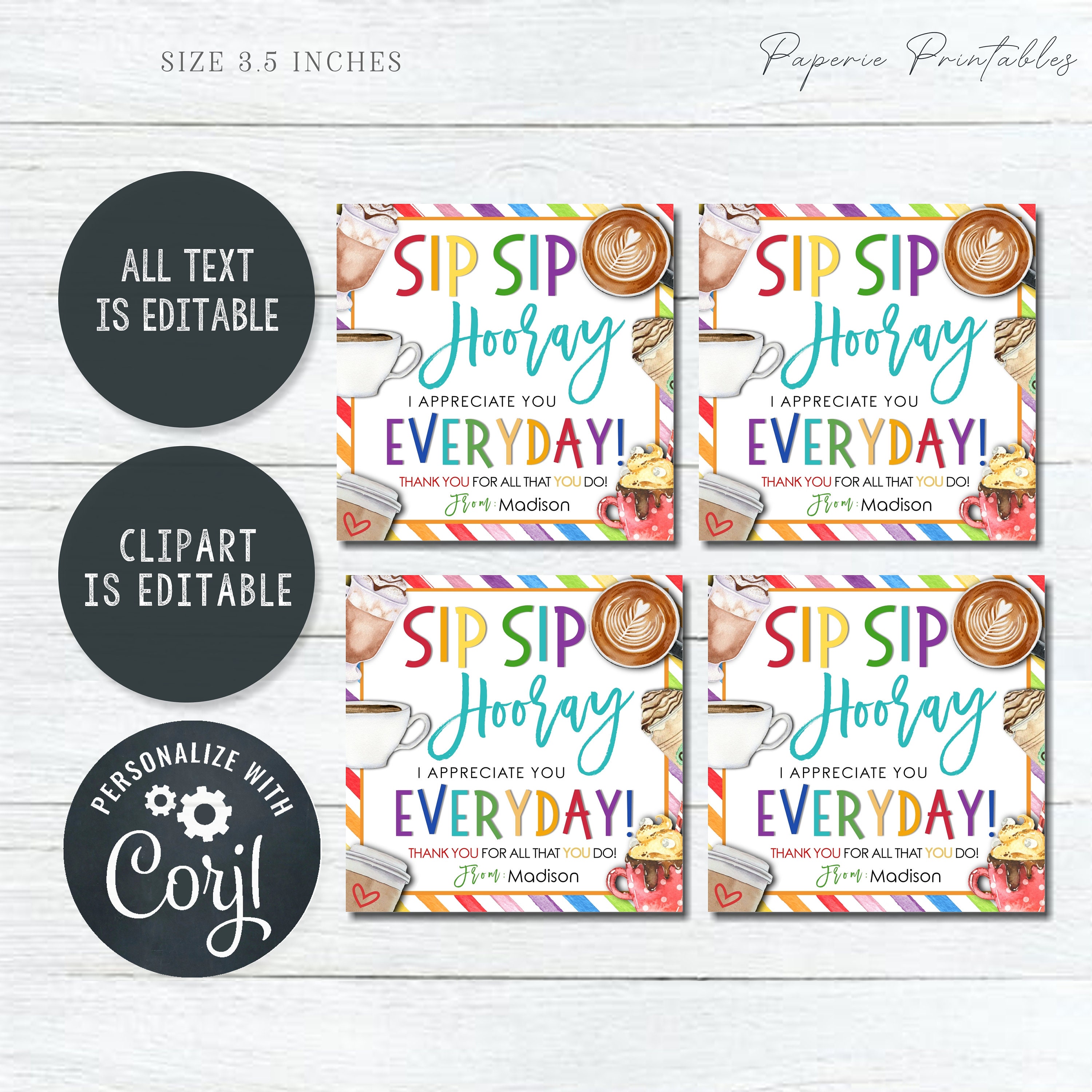 Editable Chocolate Teacher Appreciation Gift Tag (DIY Corjl Template) # ...