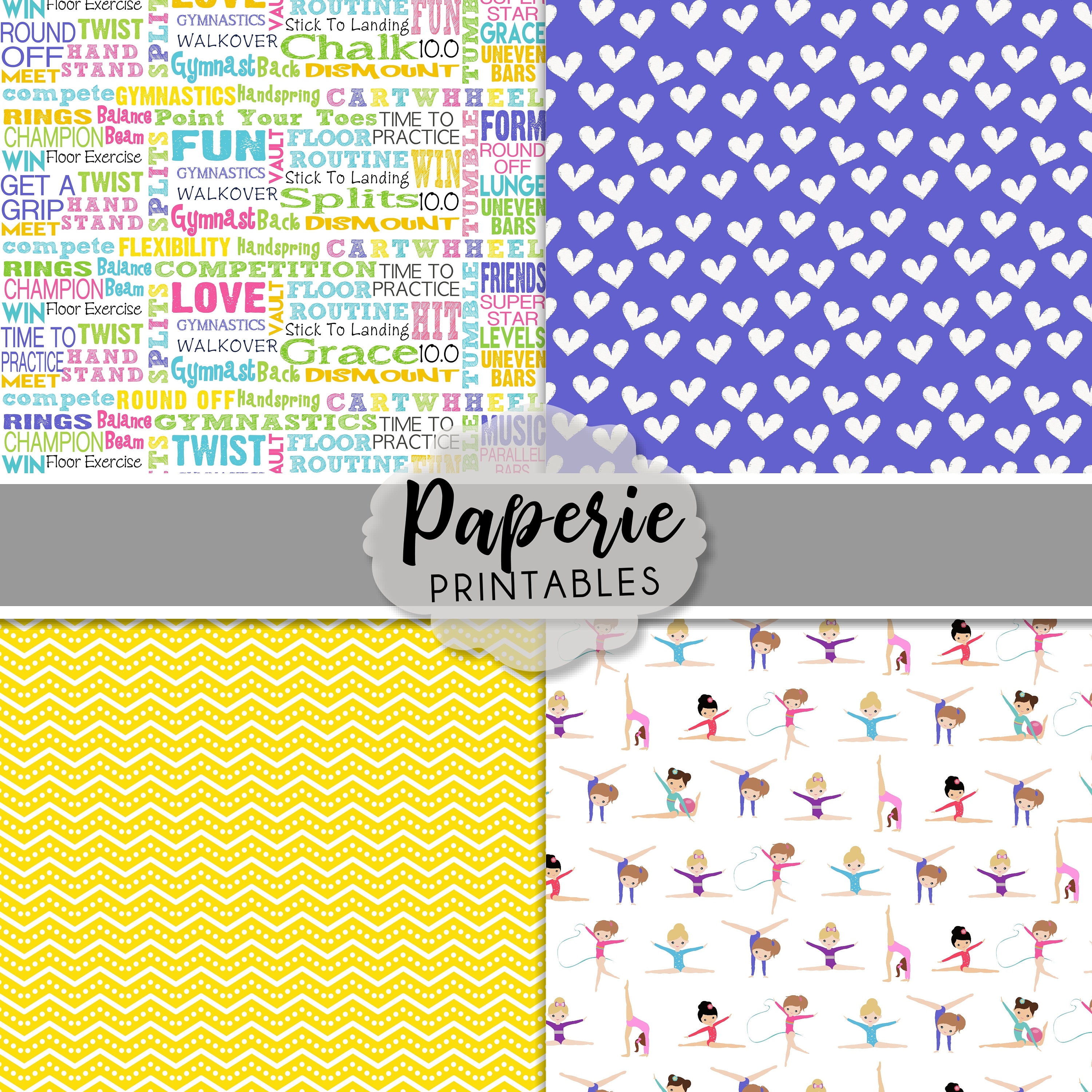 Gymnastics Digital Paper Pack: Scrapbooking Clipart (instant Download ...
