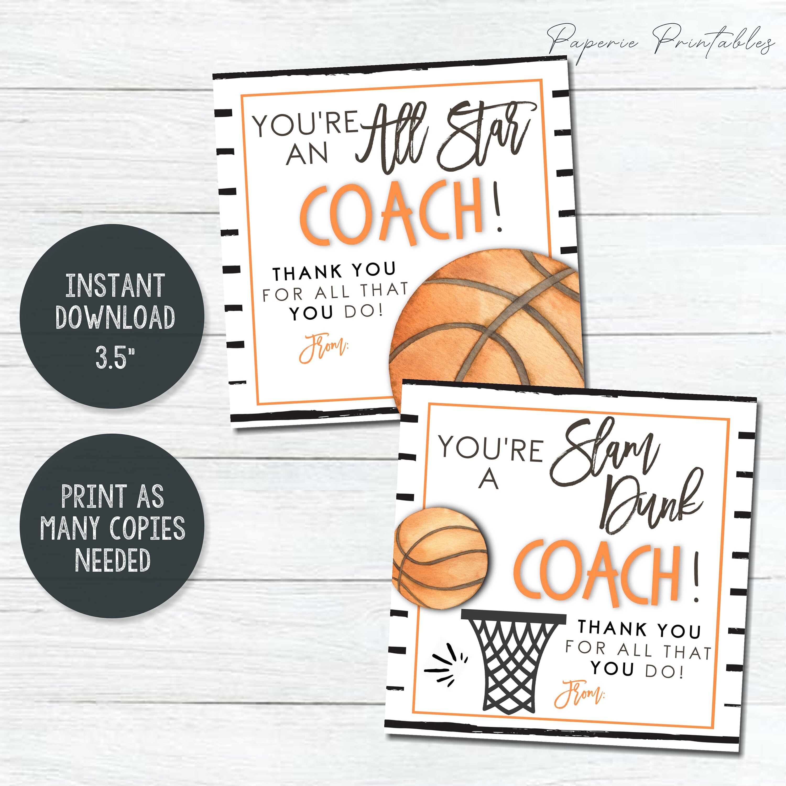 Editable Basketball Coach Gift Tag: All Star Thank You (DIY Corjl ...