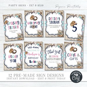 EDITABLE Cowgirl Party Signs, Western Party Signs, Siblings Cowboy ...