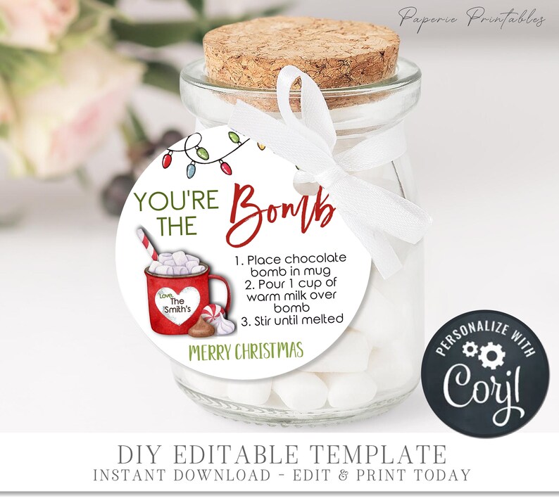 Editable Christmas You're the Bomb Gift Tag Christmas Hot | Etsy