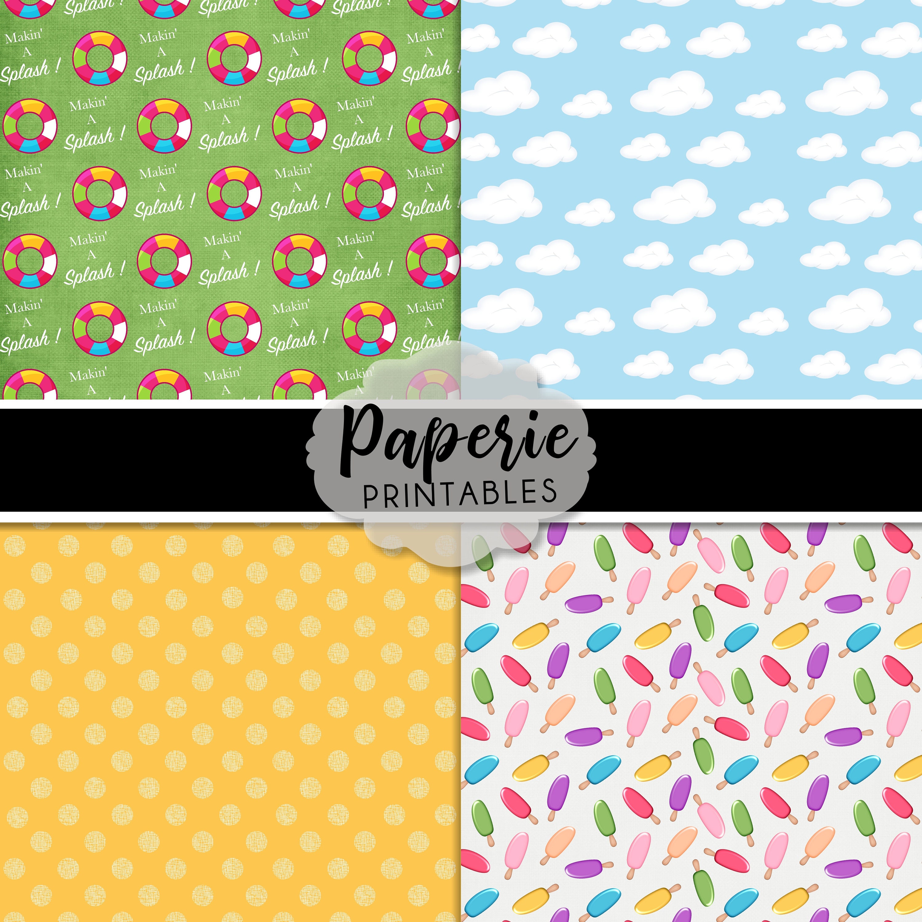 Hello Summer Digital Paper Pack: Scrapbook Clipart (8.5x11) (digital ...