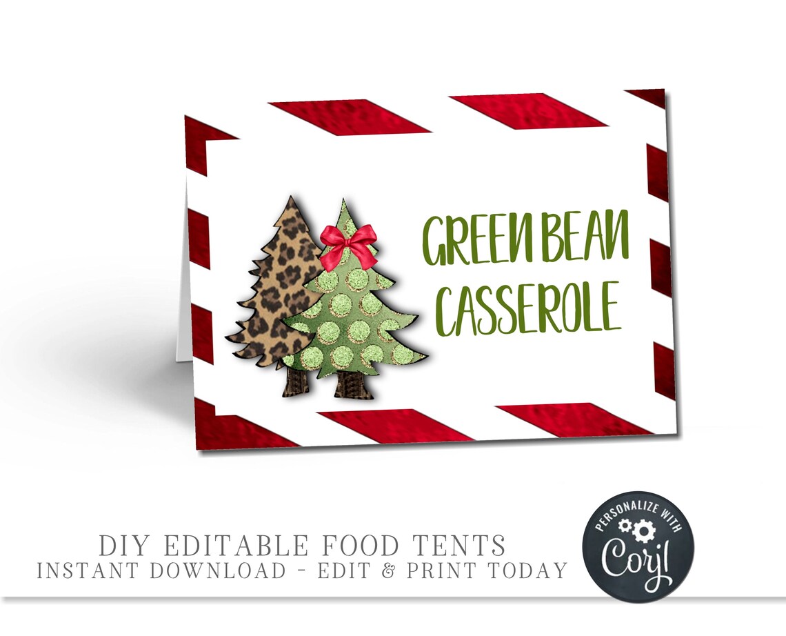 EDITABLE Christmas Food Labels Christmas Food Tents - Etsy