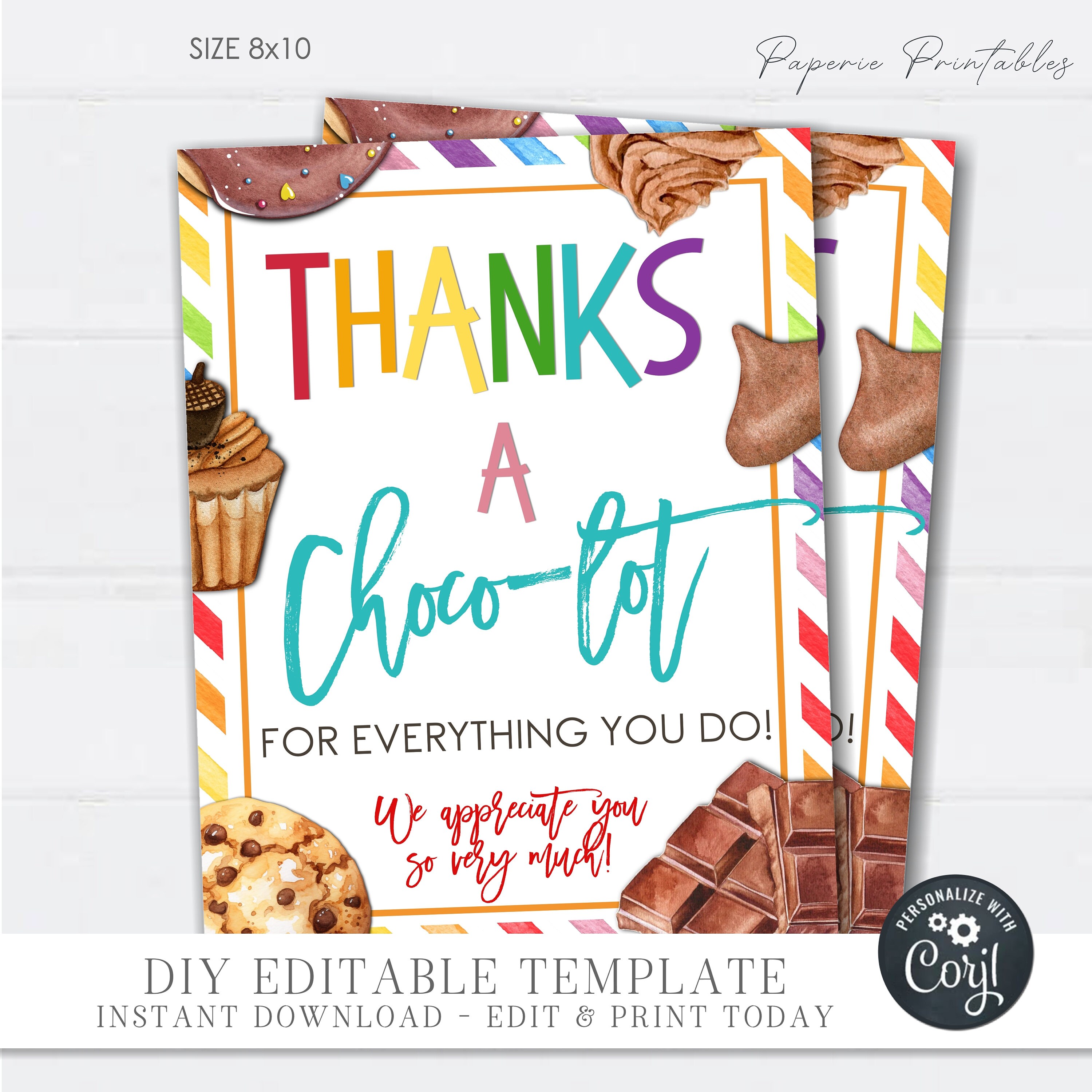 Editable Chocolate Teacher Appreciation Sign (digital Download) #TAW17 ...