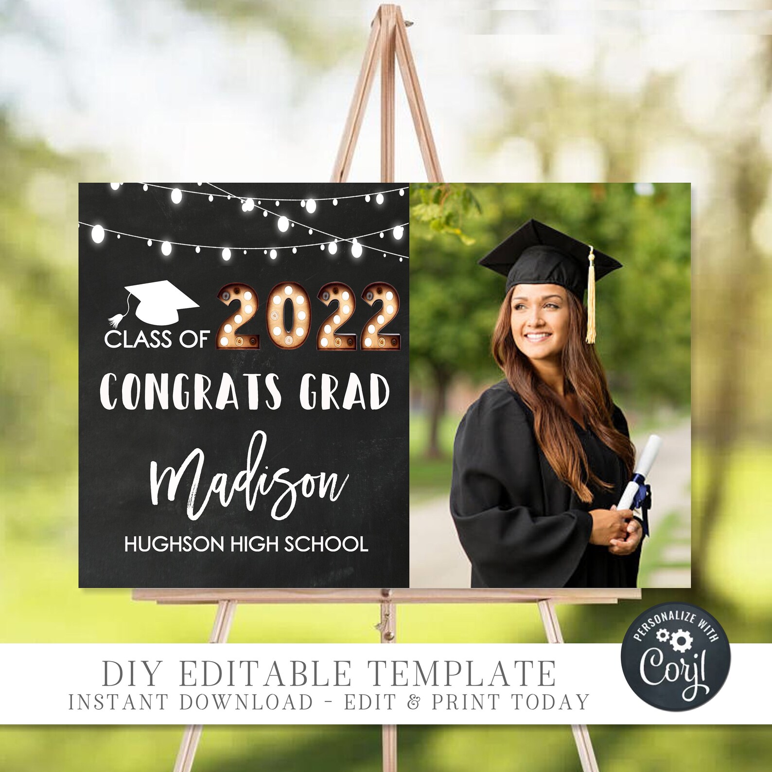 EDITABLE Graduation Yard Sign Congrats Grad Yard Sign Class - Etsy