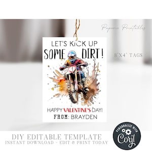 EDITABLE Dirt Bike Valentine Cards, Motocross Valentine Cards, School ...