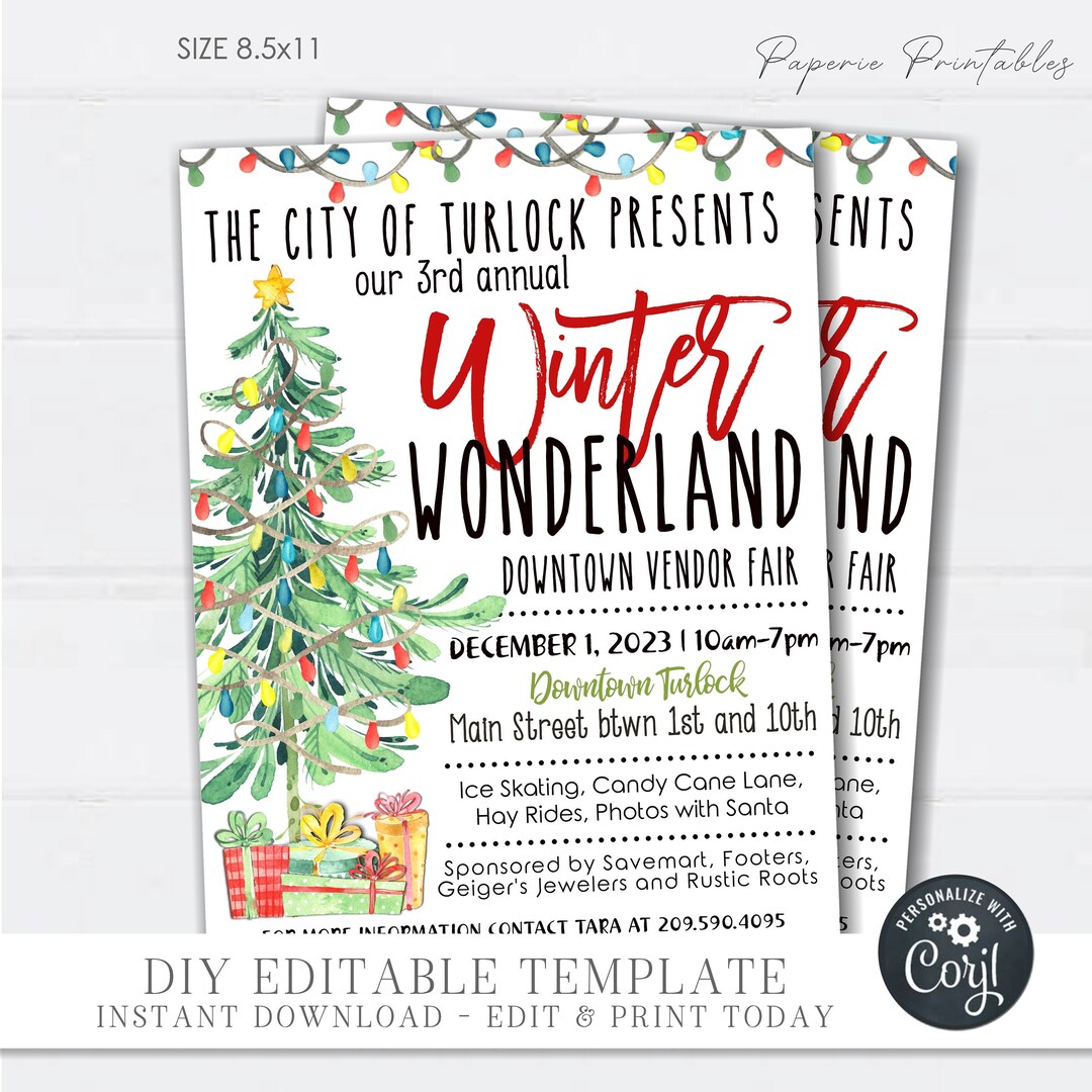 EDITABLE Winter Wonderland Template, Christmas Winter Wonderland Flyer