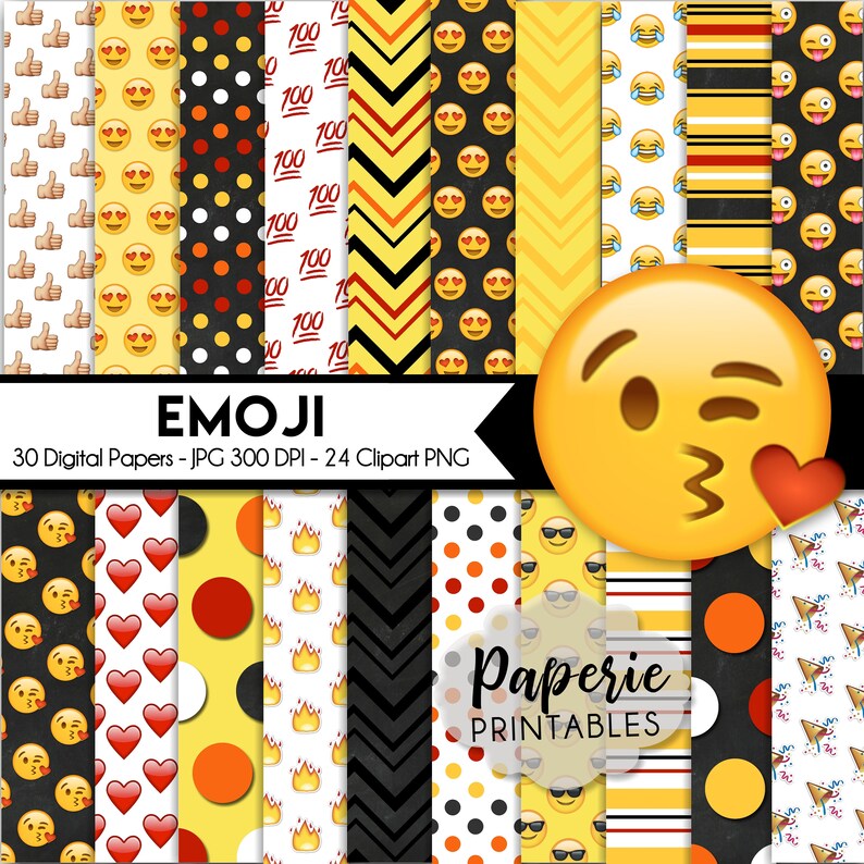 EMOJI Digital Paper 12x12 Digital Scrapbooking Paper 30 Etsy