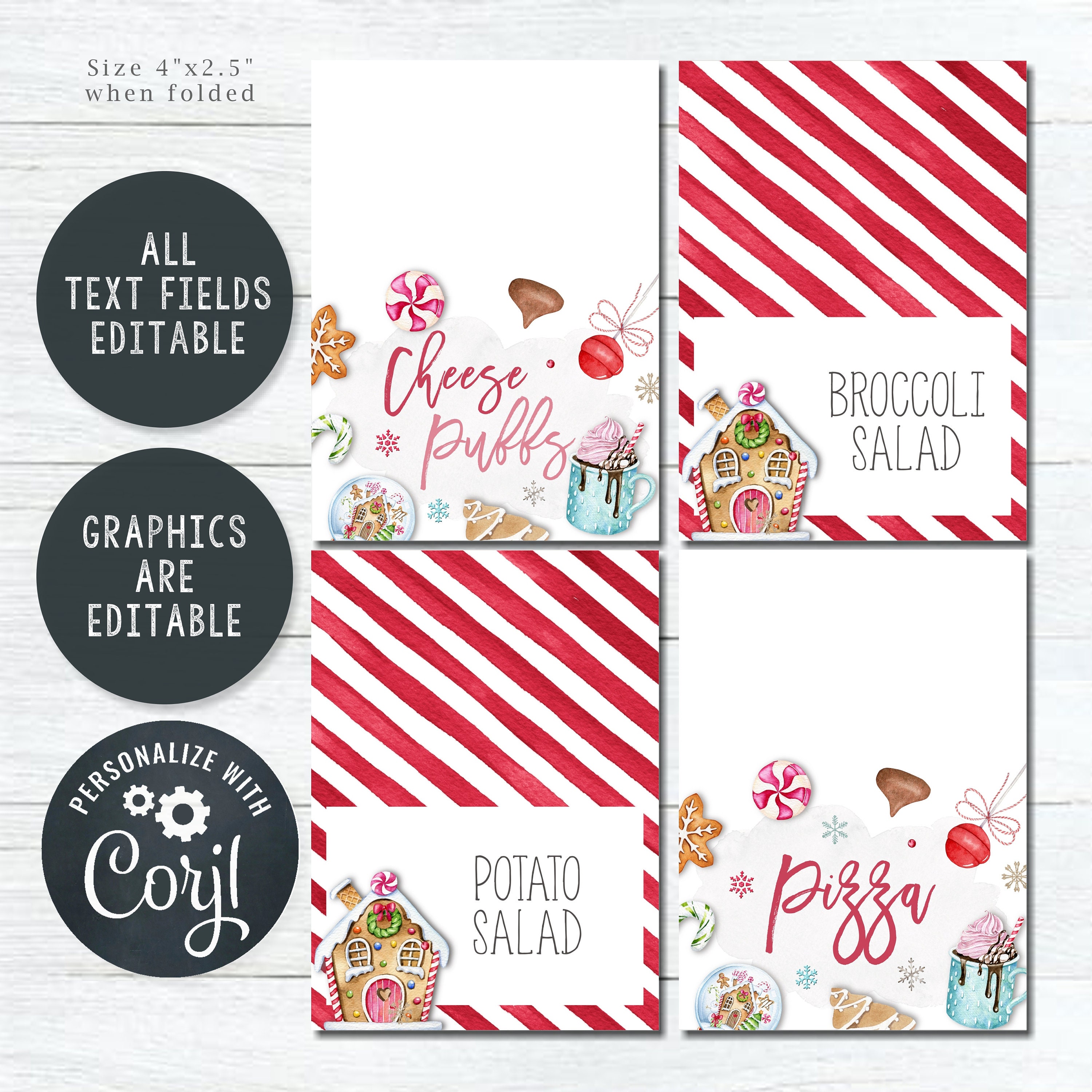 Editable Gingerbread Party Food Labels: Printable Christmas Decor (DIY ...