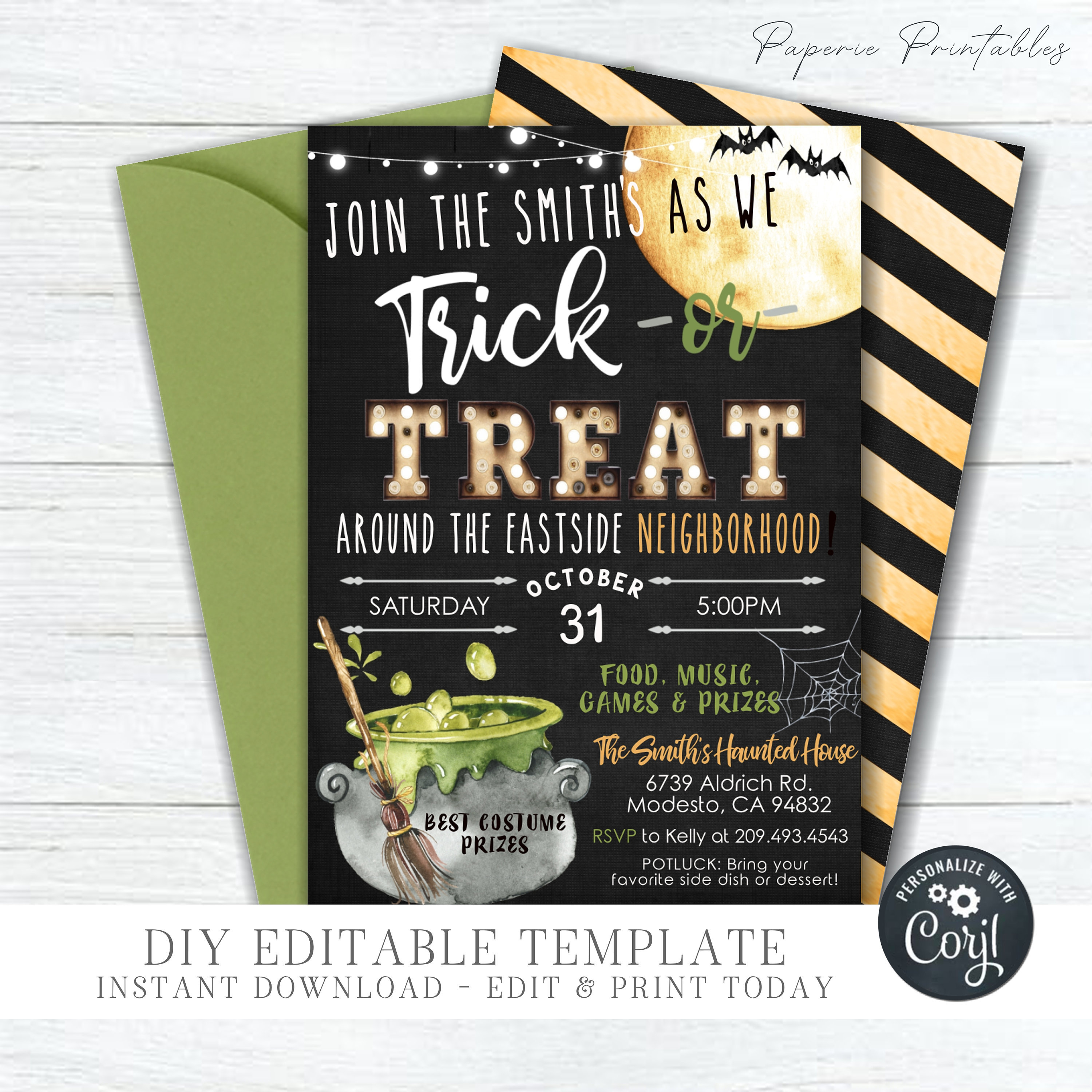 EDITABLE Trick or Treat Template Halloween Trick or Treat - Etsy