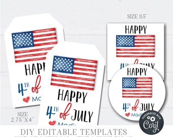 Editable 4th of July Tags: American Flag Party Favors (DIY Corjl)