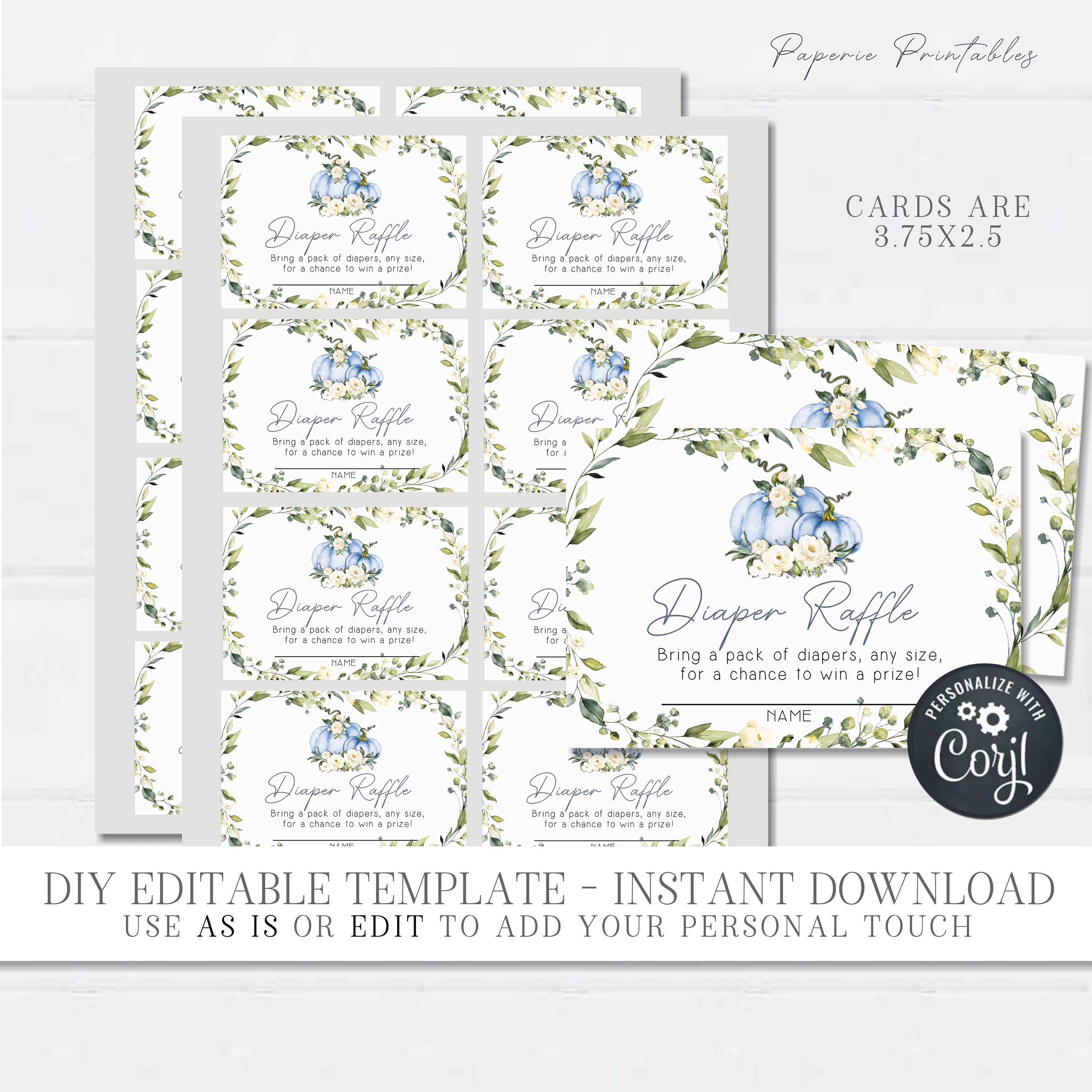 EDITABLE Boy Little Pumpkin Diaper Raffle Pumpkin Diaper - Etsy